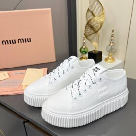 Denim-Sneaker mit Logo Weiß