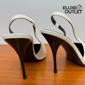 Slingback Pumps Weiß 11 cm