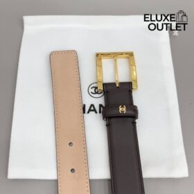 Ledergürtel Dunkelbraun/Gold 3 cm