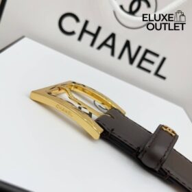 Ledergürtel Dunkelbraun/Gold 3 cm