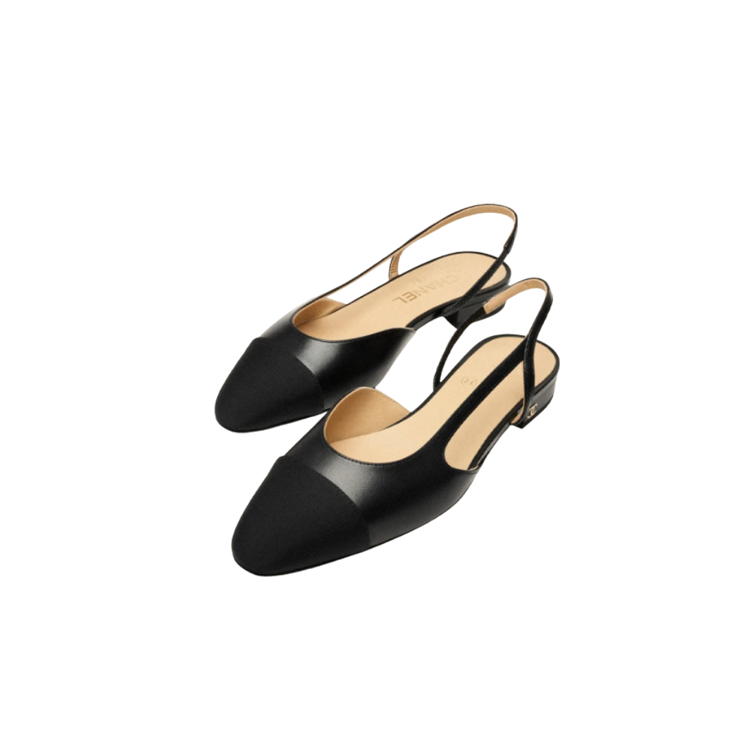 Slingbacks Beige und Schwarz