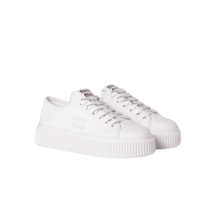 Denim-Sneaker mit Logo Weiß