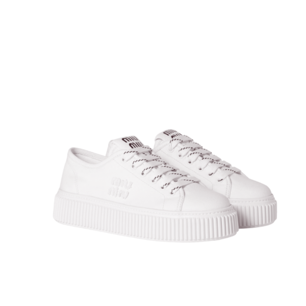 Denim-Sneaker mit Logo Weiß