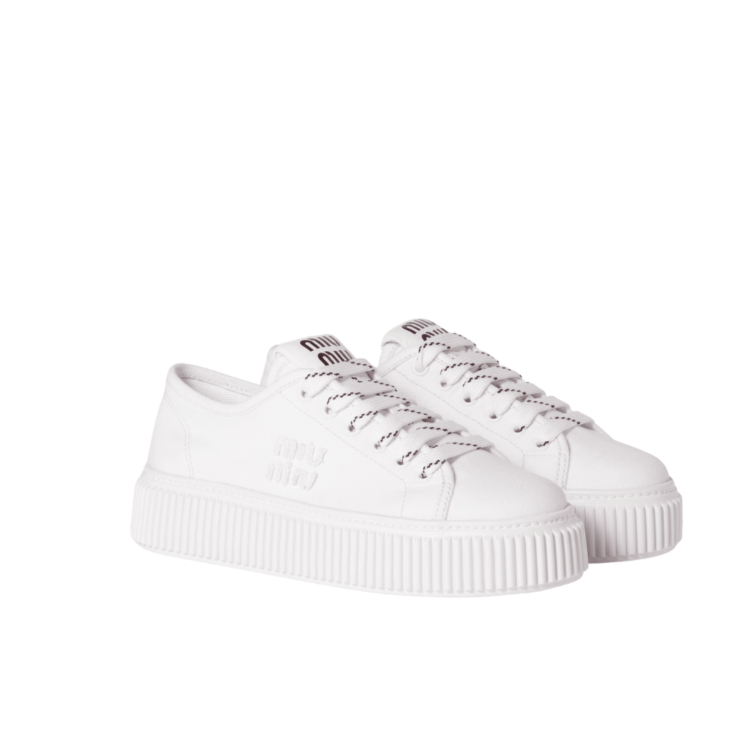 Denim-Sneaker mit Logo Weiß