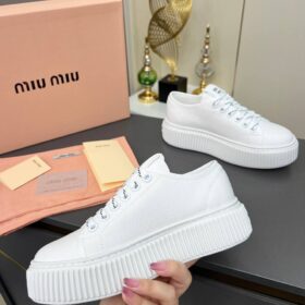 Denim-Sneaker mit Logo Weiß