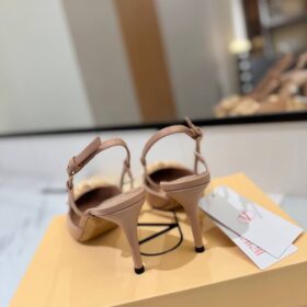 VLogo Metallic-Leder Slingback-Pumps