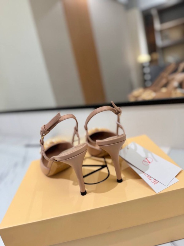 VLogo Metallic-Leder Slingback-Pumps