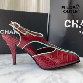 Slingbacks Burgund/Grün 9.5 cm