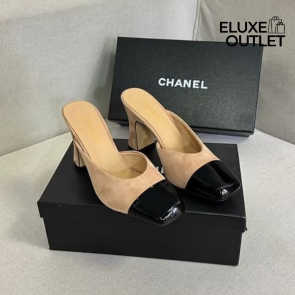 Mules Beige/Schwarz 9.5 cm