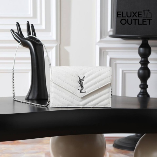 Weiße Chevron / Silber Hardware 19 cm