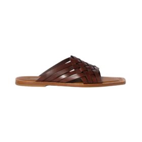 Leather Slides Cognac