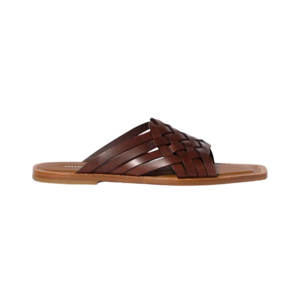 Leather Slides Cognac