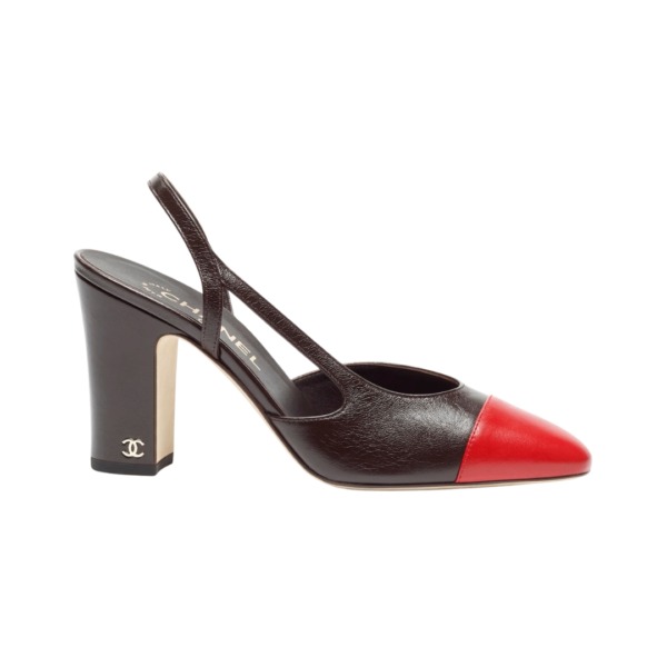 Slingbacks Braun/Rot 9 cm