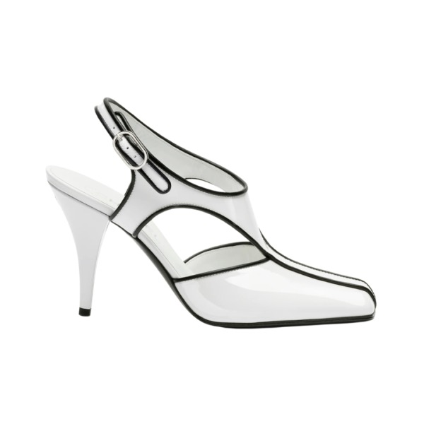 Slingbacks Weiß/Schwarz 9.5 cm