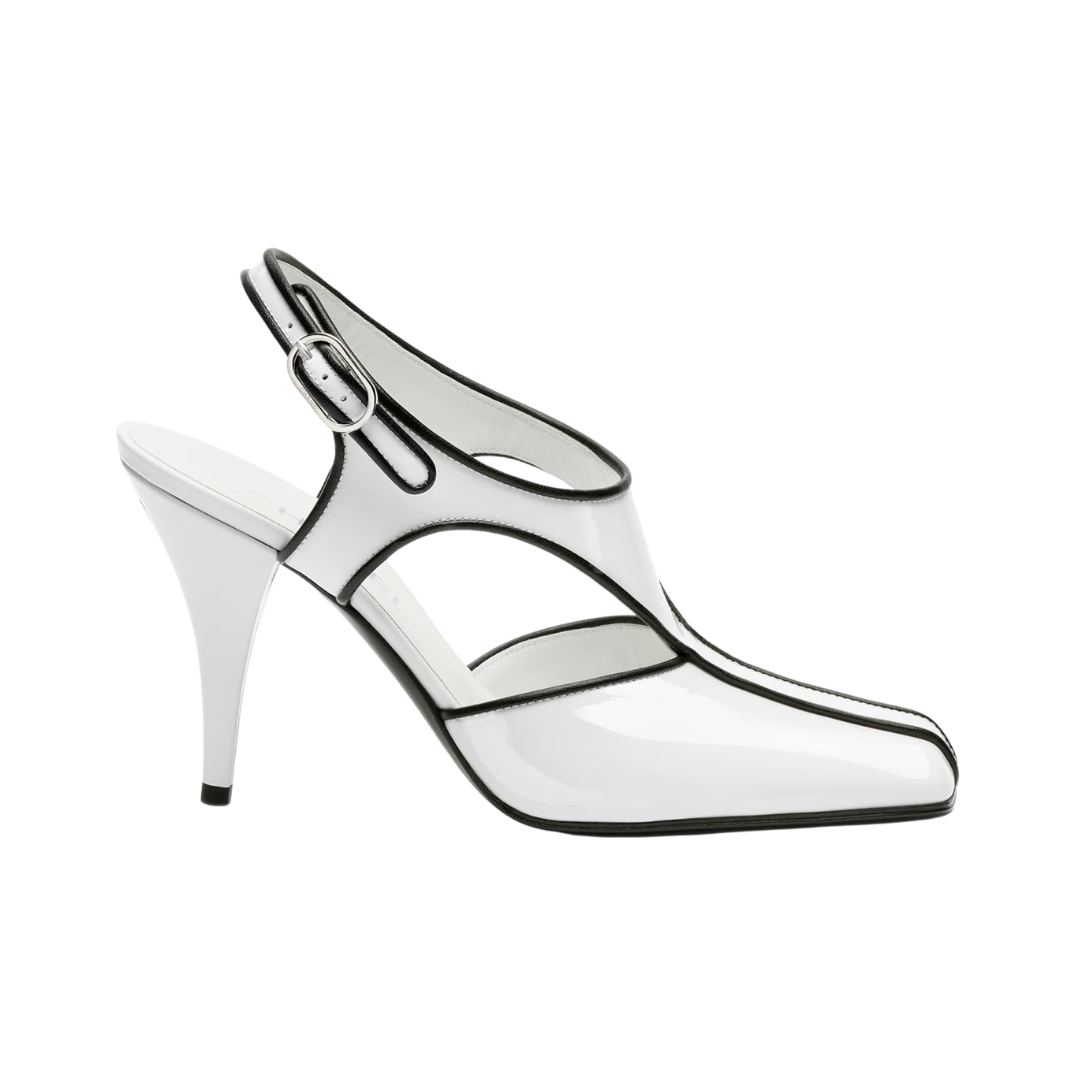 Slingbacks Weiß/Schwarz 9.5 cm
