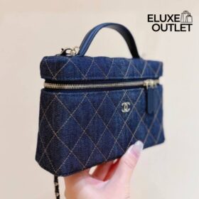 Klassische Kosmetikkette Denim/Gold 17 cm