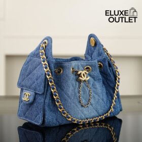 25 Mini Verwaschener Denim / Gold 20 cm