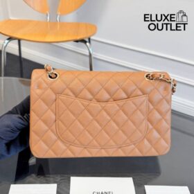 Klassische Double-Flap in Gold/Beige 25 cm