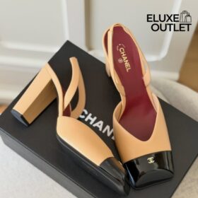 Slingbacks Beige/Schwarz 9 cm