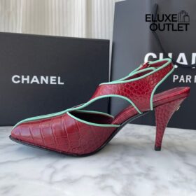 Slingbacks Burgund/Grün 9.5 cm
