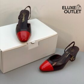 Slingbacks Braun/Rot 9 cm