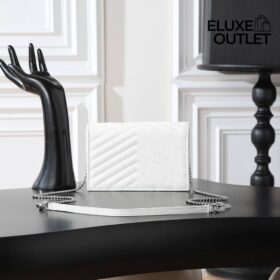 Weiße Chevron / Silber Hardware 19 cm