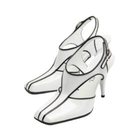 Slingbacks Weiß/Schwarz 9.5 cm