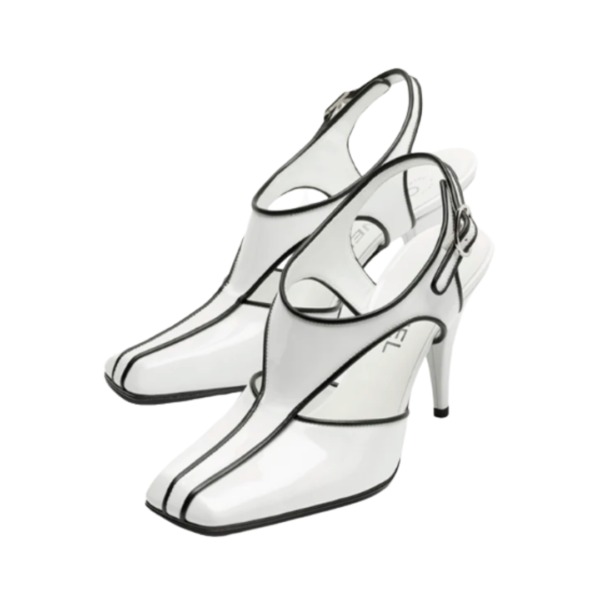 Slingbacks Weiß/Schwarz 9.5 cm