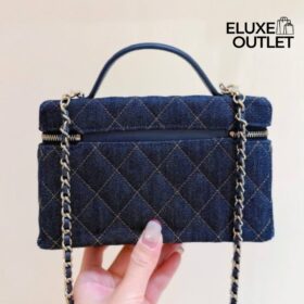 Klassische Kosmetikkette Denim/Gold 17 cm