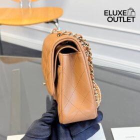Klassische Double-Flap in Gold/Beige 25 cm