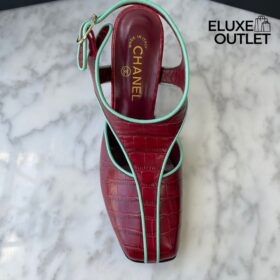 Slingbacks Burgund/Grün 9.5 cm