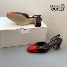 Slingbacks Braun/Rot 9 cm