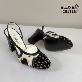 Slingbacks Weiß/Schwarz 9 cm
