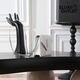 Weiße Chevron / Silber Hardware 19 cm