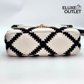 Weiß/Schwarz gehäkelter Tweed 26 cm