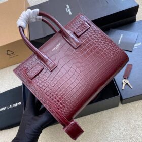 Nano Sac De Jour Baby Croc Burgundy 22 cm