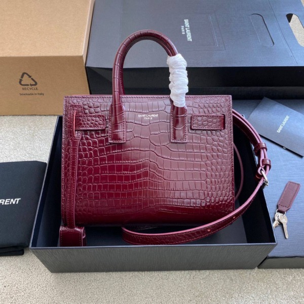 Nano Sac De Jour Baby Croc Burgundy 22 cm