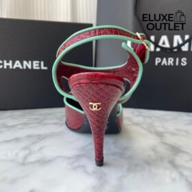 Slingbacks Burgund/Grün 9.5 cm