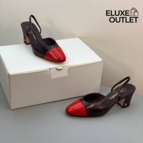 Slingbacks Braun/Rot 9 cm