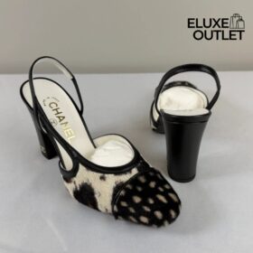Slingbacks Weiß/Schwarz 9 cm