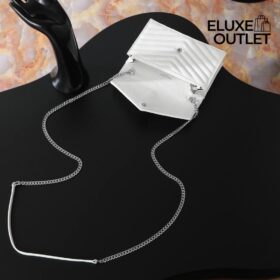Weiße Chevron / Silber Hardware 19 cm