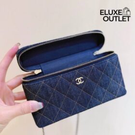 Klassische Kosmetikkette Denim/Gold 17 cm