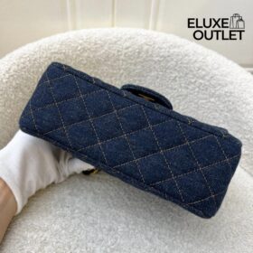 Mini Classic Handtasche Denim Dunkelblau/Gold 20 cm