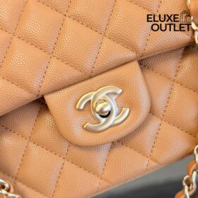 Klassische Double-Flap in Gold/Beige 25 cm