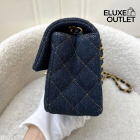 Mini Classic Handtasche Denim Dunkelblau/Gold 20 cm