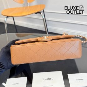 Klassische Double-Flap in Gold/Beige 25 cm