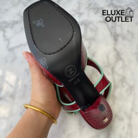 Slingbacks Burgund/Grün 9.5 cm