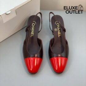 Slingbacks Braun/Rot 9 cm