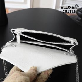Weiße Chevron / Silber Hardware 19 cm