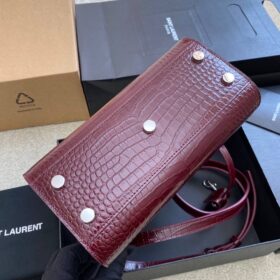 Nano Sac De Jour Baby Croc Burgundy 22 cm
